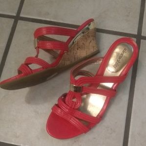 Coral & gold heeled sandals